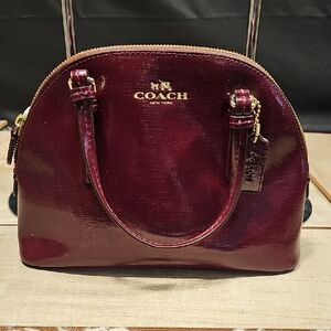 Coach Glossy Maroon Satchel
